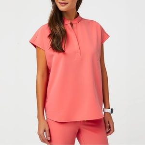 FIGS Women’s Hot Coral rafaela top and Hot Coral Zamora Joggers